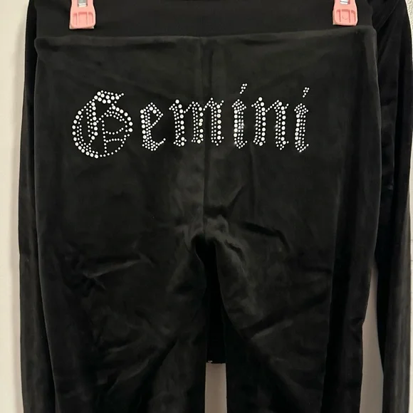 NW/OT! Juicy Couture Velour Black Gemini Track Suit sweatsuit women size X-SMALL - Picture 11 of 12
